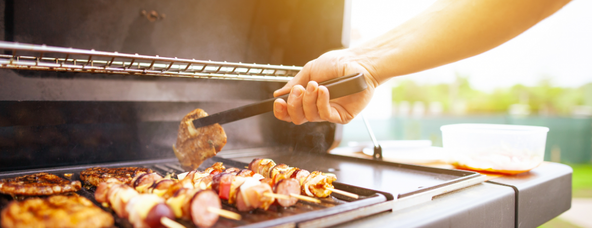 Meat on a gas braai.